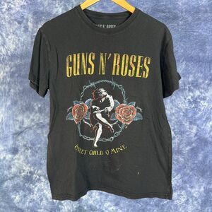 Guns N Roses Sweet Child O Mine Graphic T-Shirt  LG Faded Black Cotton Band Sz L